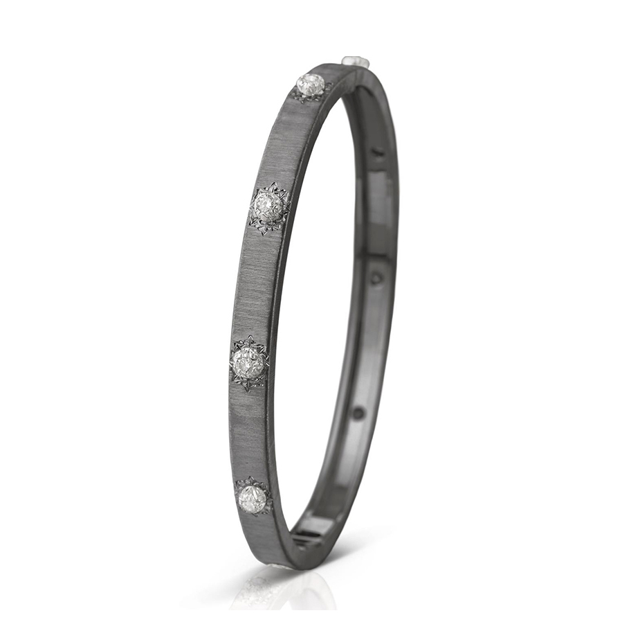 Buccellati Macri Black Rhodium Diamond Bangle Bracelet